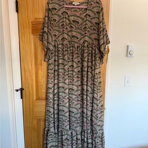 Molly Bracken Green and Pink Maxi Dress